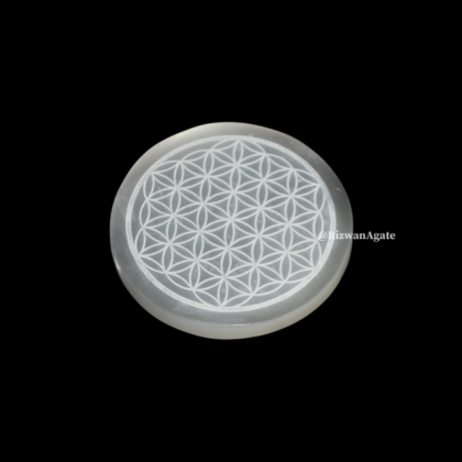 Selenite Flower Of Life Craving Round Coaster