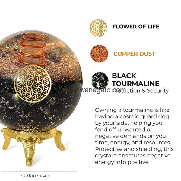 Black Tourmaline Orgone Sphere - Image 2