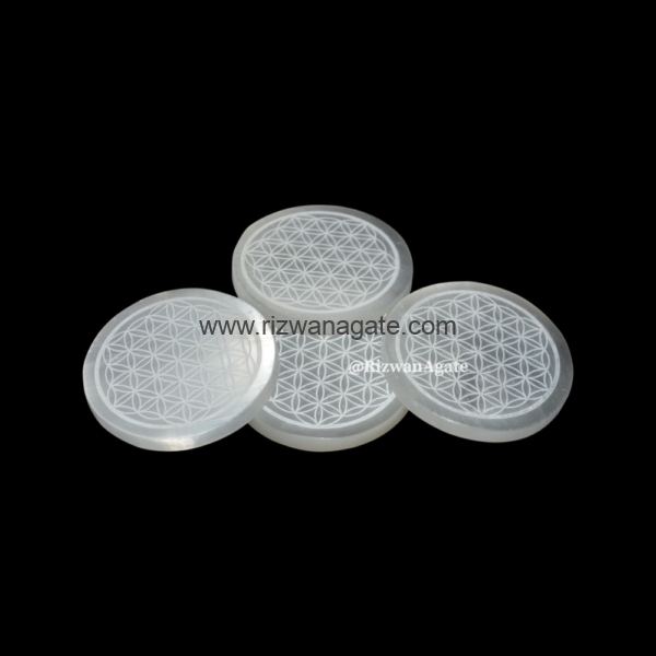 Selenite Flower Of Life Craving Round Coaster - Image 2