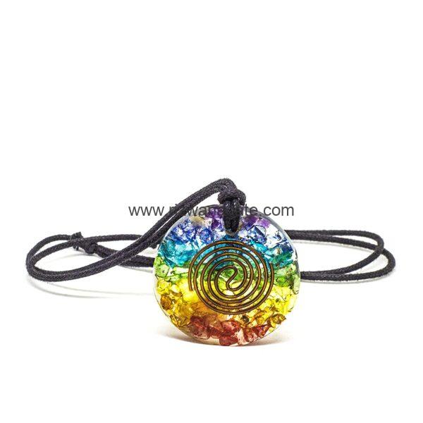 Seven Chakra Round Orgone Pendant - Image 6