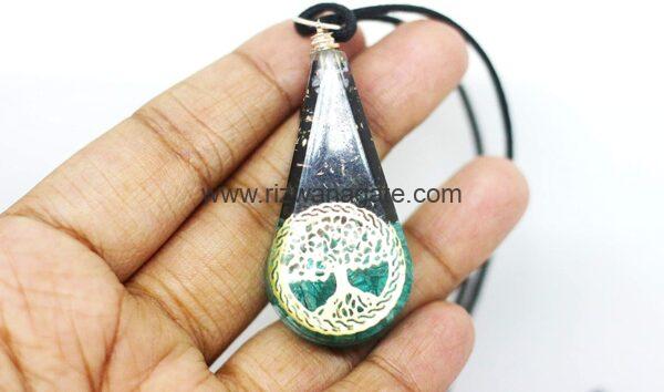 Black Tourmaline Aquamarine Orgone Pendant With Life Of Tree - Image 4