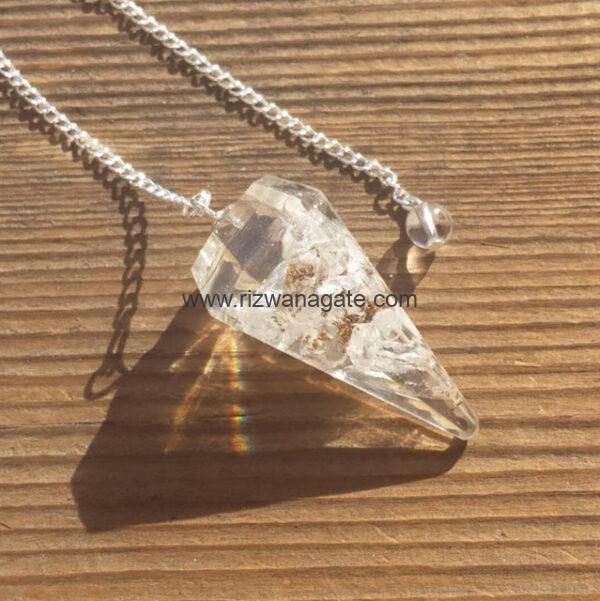 Clear Crystal Quartz Orgone Pendulum